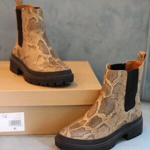Lucky Brand lug sole snakeskin boots